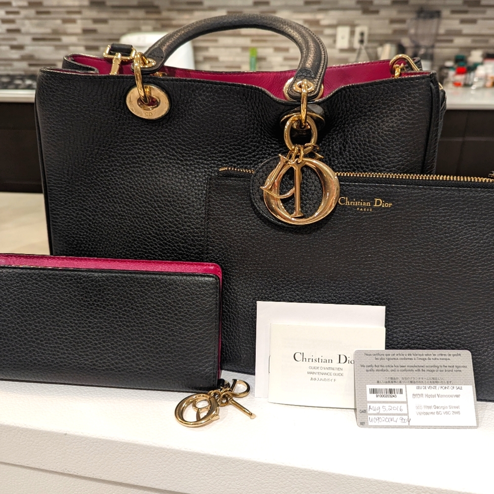 Dior Black Diorissimo Leather Satchel Full Set!